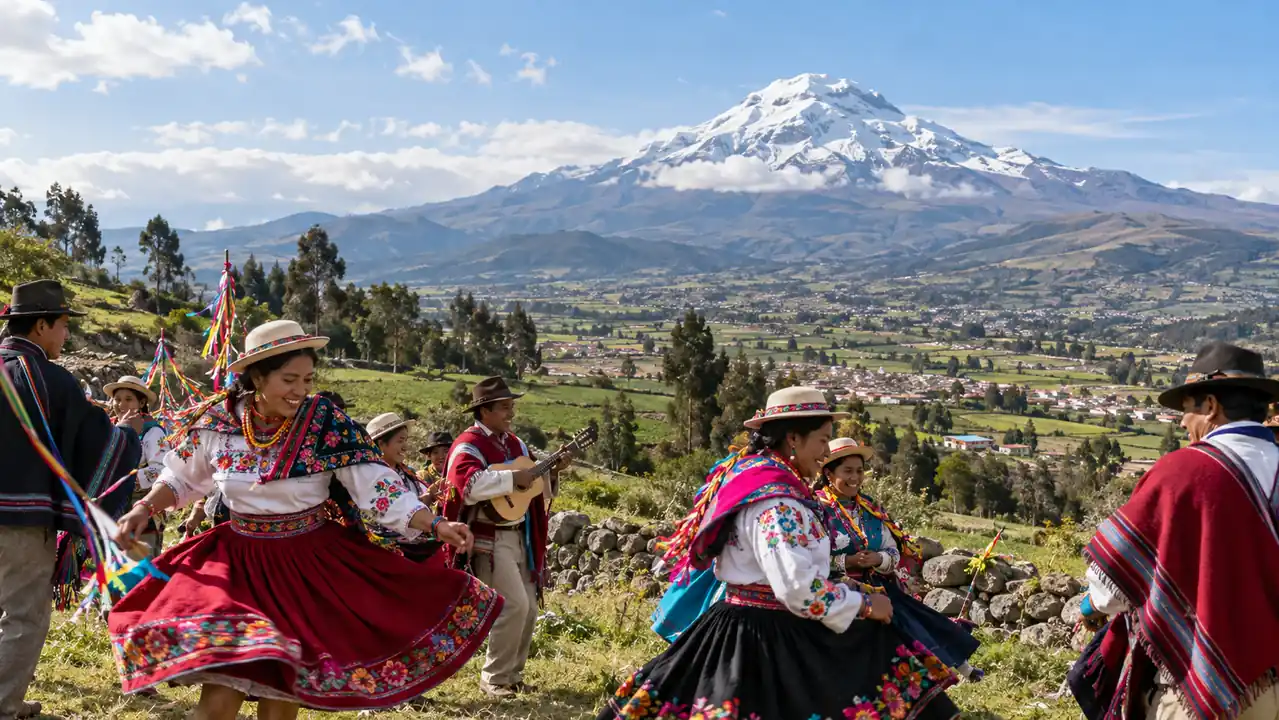 Paisaje andino durante el carnaval en Riobamba